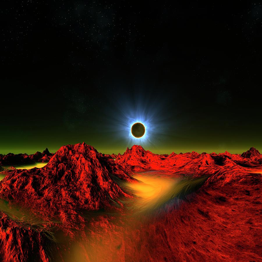 Solar Eclipse In Alien Planetary System Digital Art by Mehau Kulyk