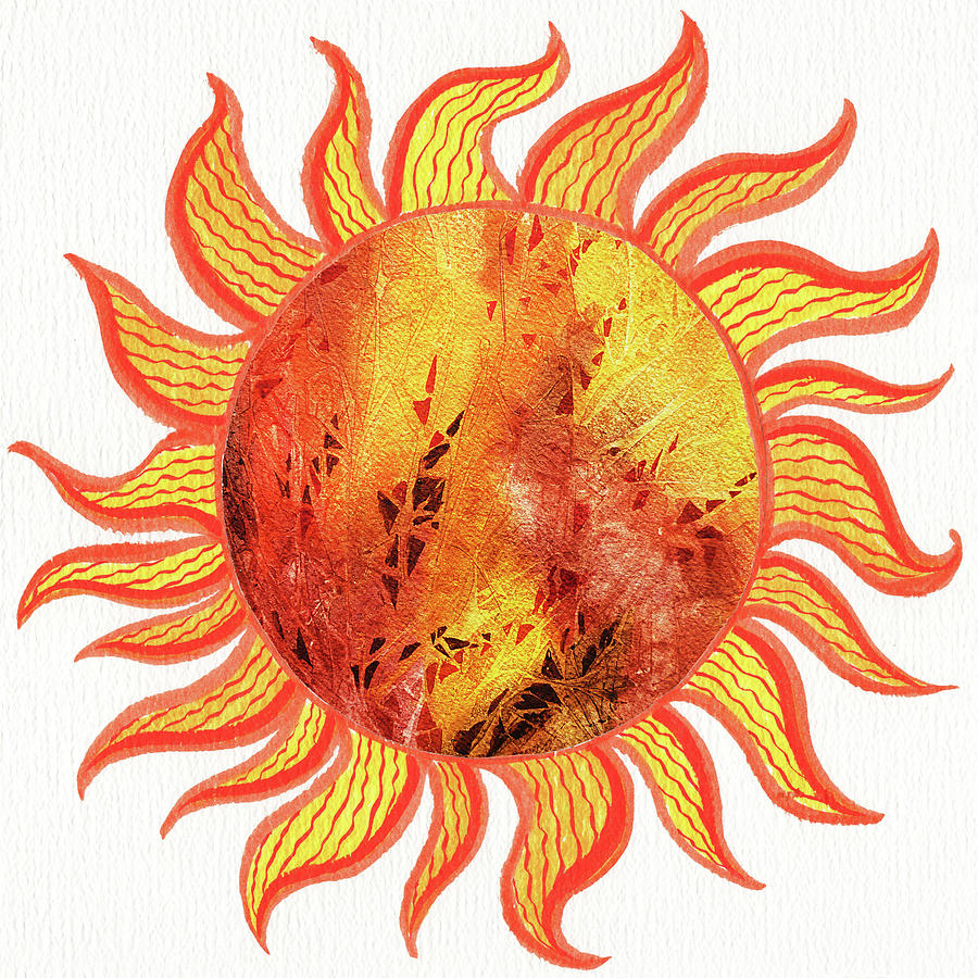 Solar Flares On The Sun Watercolor Painting by Irina Sztukowski