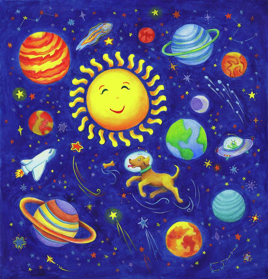 Planet Painting - Solar System Dog by Alvina Kwong