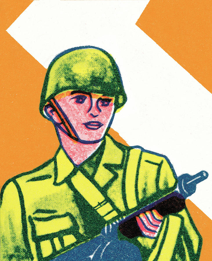 Vintage Drawing - Soldier by CSA Images