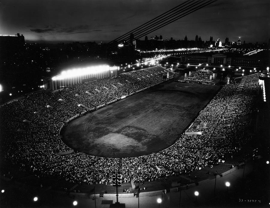 Soldier Field Photograph - Soldier Field At Night by Mansell Collection