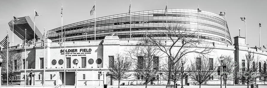 Chicago Bears Photograph - Soldier Field Black and White Panorama Photo by Paul Velgos