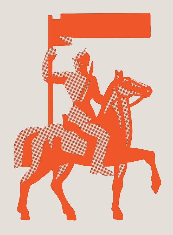 Knight Drawing - Soldier on Horse by CSA Images