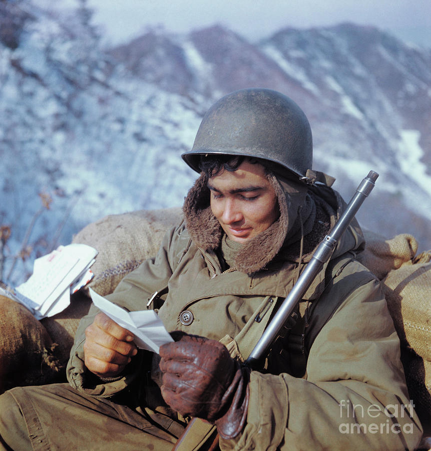 Soldier Reading Mail In Korea Photograph by Bettmann
