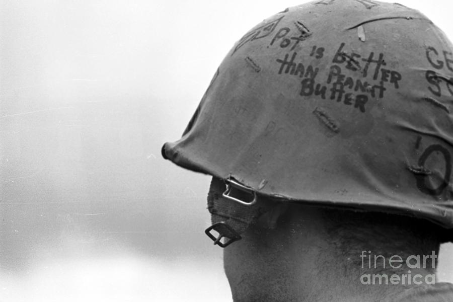 Soldier With Slogan On Helmet Photograph by Bettmann