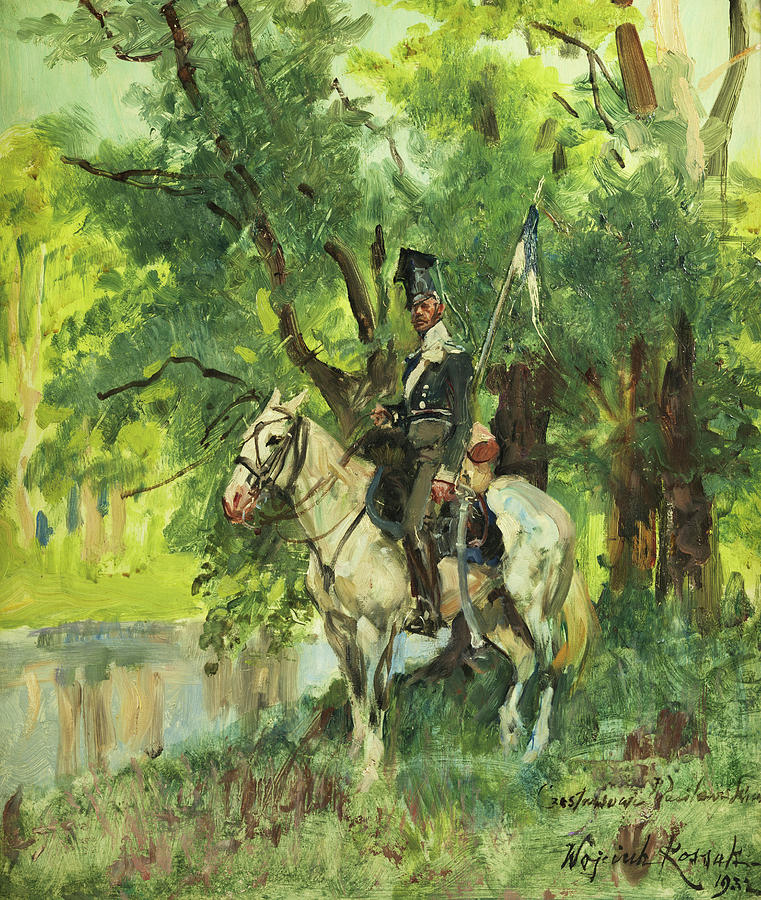 Horse Painting - Soldier by Wojciech Kossak