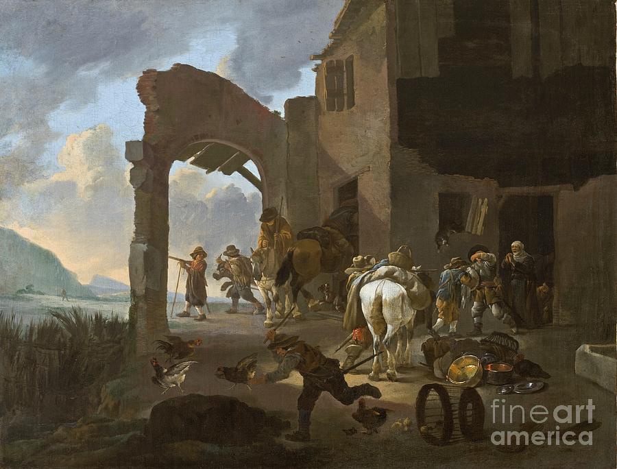 Soldiers Looting A Peasant Family, C.1650 Painting by Johannes ...