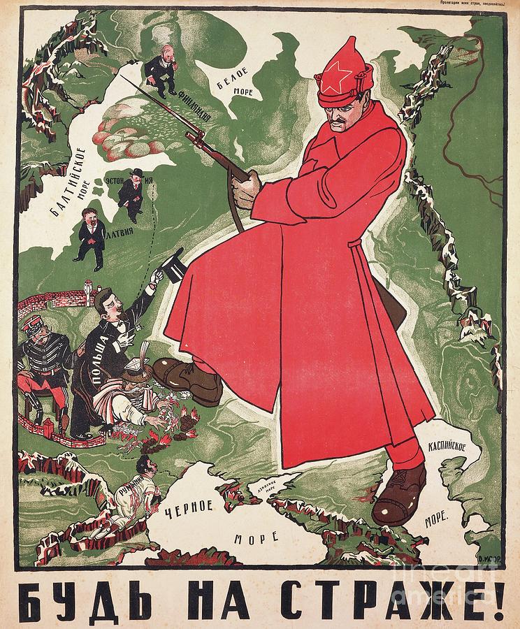 Map Drawing - Soldiers Of Red Army Hunting Profiteers And Foreign Invaders, 1920 by Moor