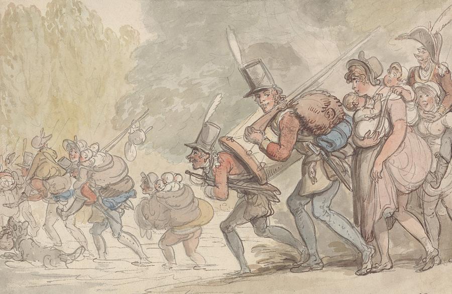 Soldiers on a March Drawing by Thomas Rowlandson