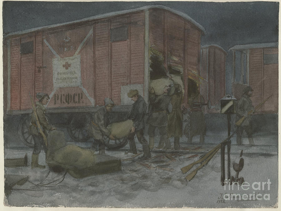 Soldiers Plundering A Railway Wagon Drawing by Heritage Images