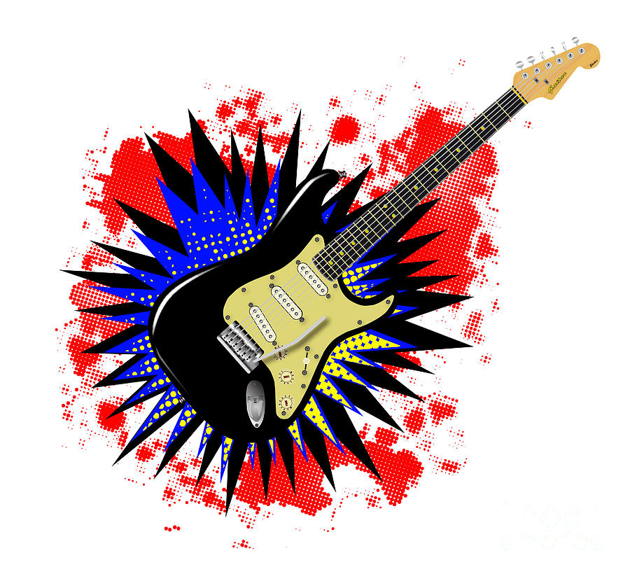 Solid Guitar Cartoon Explosion Digital Art by Bigalbaloo Stock - Fine Art  America