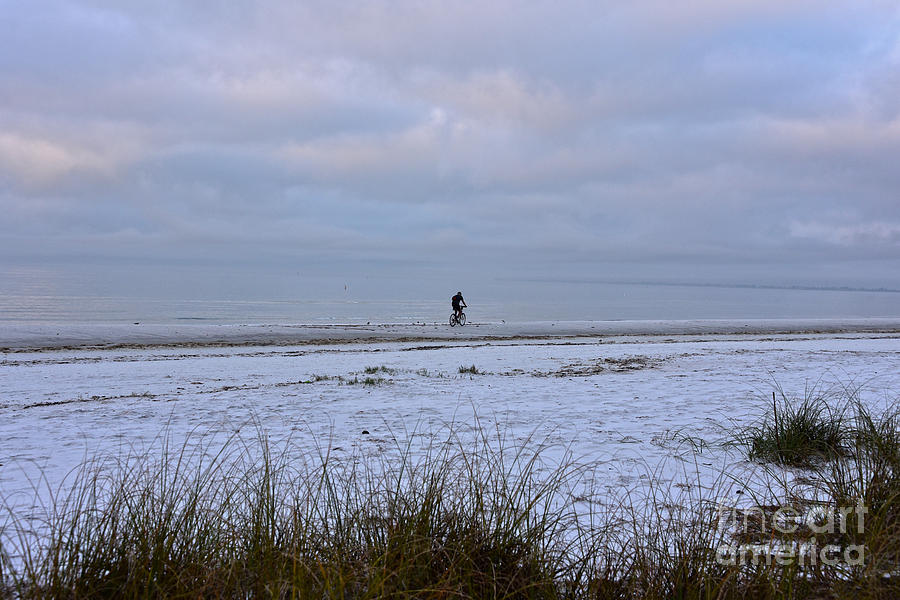Solitary Biker on the Beach Photograph by Catherine Sherman