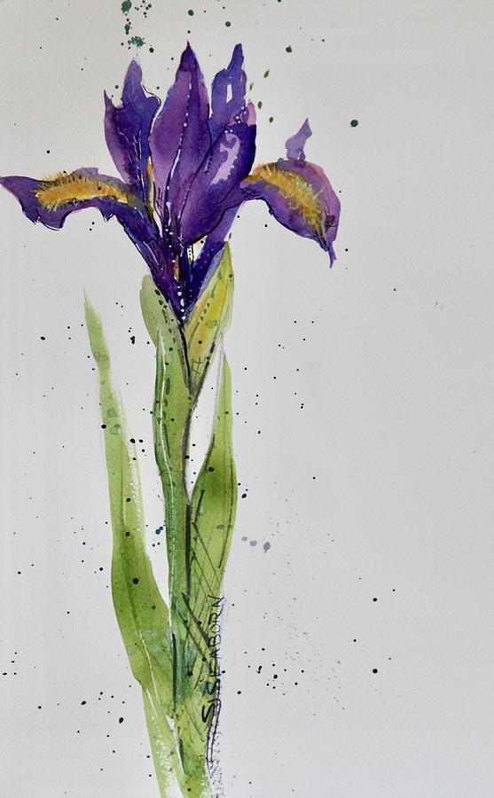 Solitary Iris Painting by Susan Seaborn