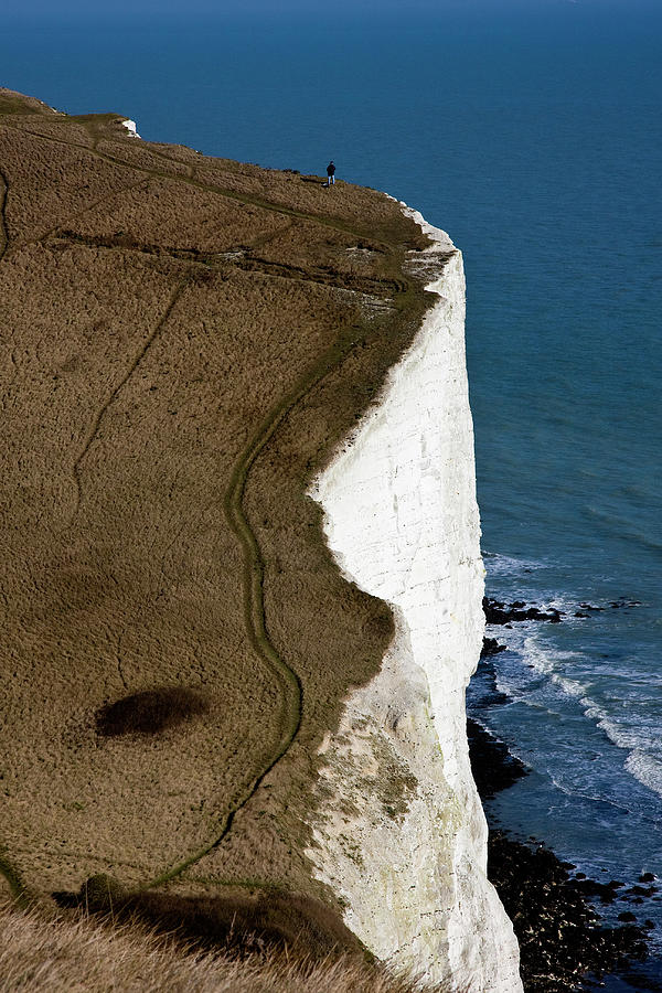 Solitary Person On The White Cliffs Of Photograph by Boycey