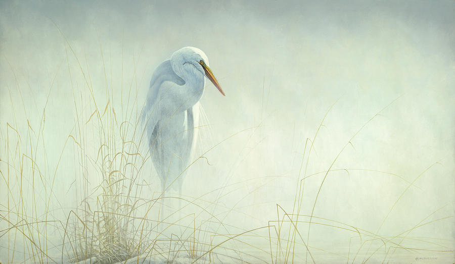 Solitude Egret Painting by Michael Budden