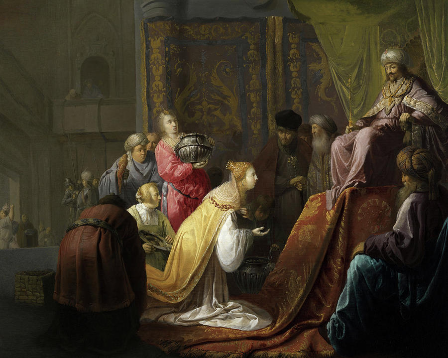 Solomon and the Queen of Sheba Painting by Willem de Poorter - Fine Art ...