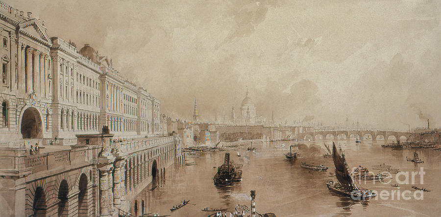 Somerset House Drawing by Thomas Allom