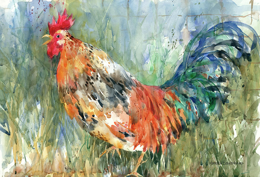 Rooster Painting - Something To Say by Annelein Beukenkamp