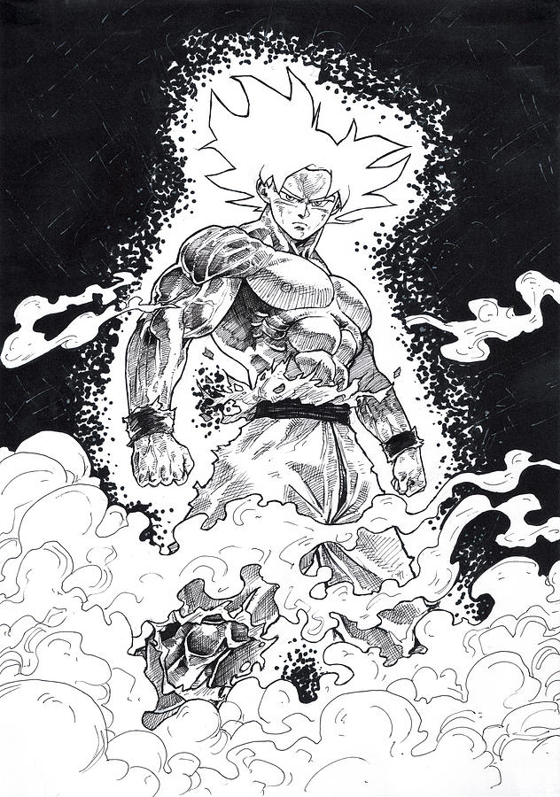 Son Goku Mastered Ultra Instinct Drawing by Darko Babovic