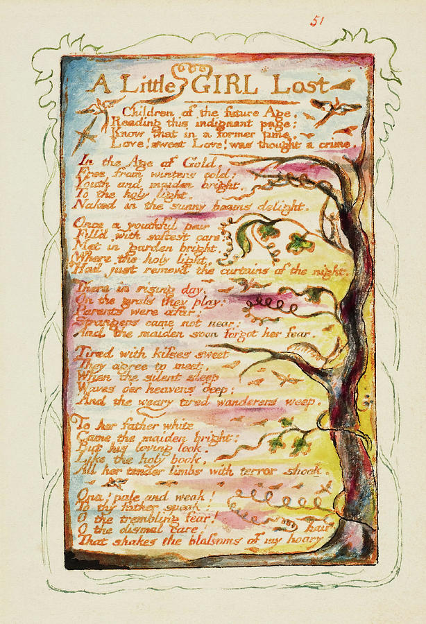 Songs of Innocence and of Experience A Little Girl Lost. Painting by William Blake