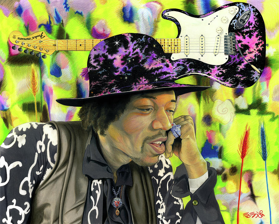 Jimi Hendrix Painting - Sonic Exploration - A Jimi Hendrix Portrait by Ebenlo - Painter Of Song Jimi Hendrix Painting - Sonic Exploration - A Jimi Hendrix Portrait by Ebenlo - Painter Of Song