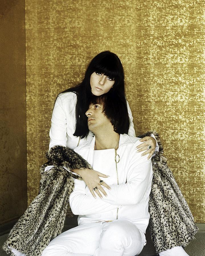Cher Photograph - Sonny Bono And Cher Posing During Publicity Shoot by Globe Photos