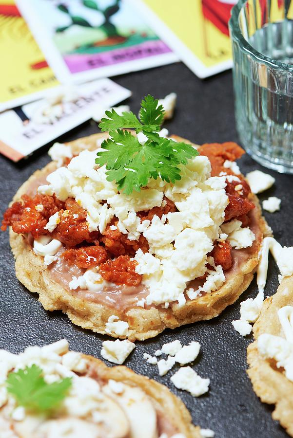 Sope, A Traditional Mexican Dish With Bean Purée, Chorizo, Cheese, Sour