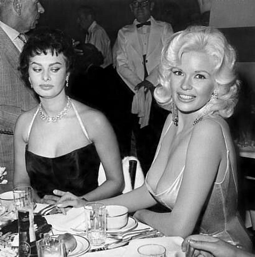 Celebrity Photograph - Sophia Loren and Jayne Mansfield 1957, by Demode FM