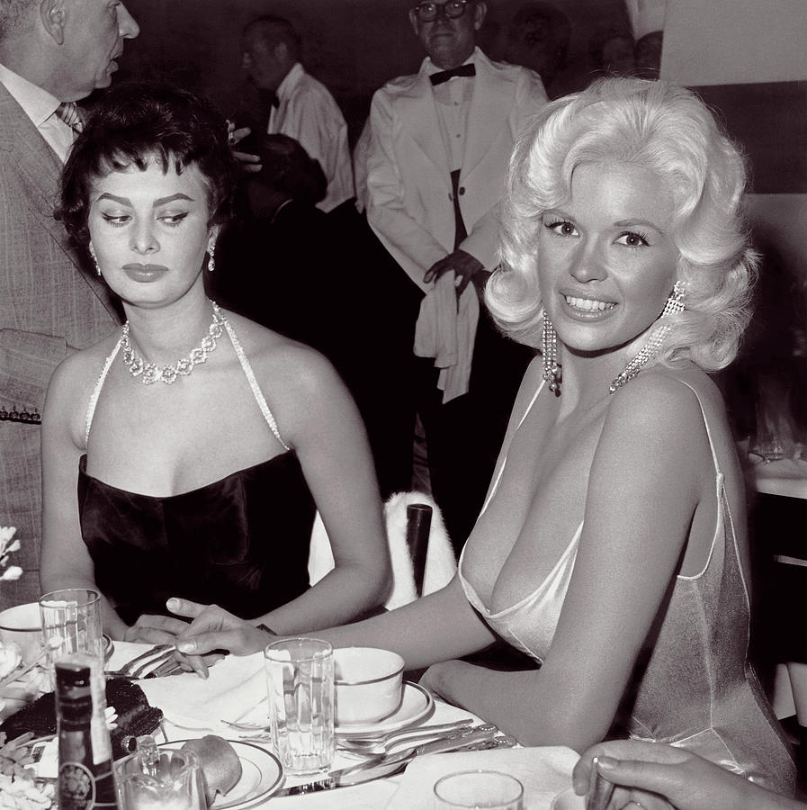 Actress Jayne Mansfield Hanging out with Sophia Loren 1957 by Doc Braham
