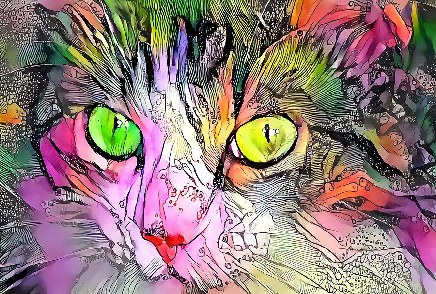 Sophisticated Kitty Colors Green Eye Digital Art by Don Northup