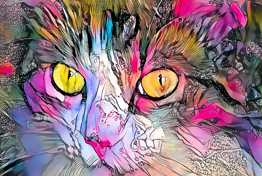 Sophisticated Kitty Colors Multicolor Digital Art by Don Northup