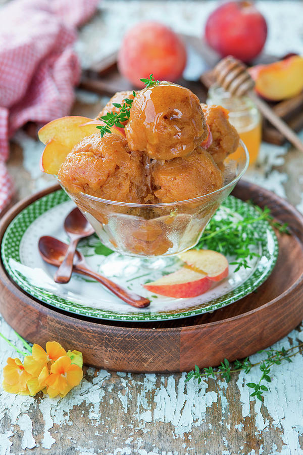 Sorbet From Roasted Peaches With Honey And Thyme Photograph by Irina Meliukh