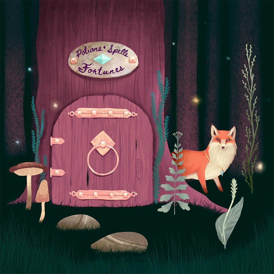 Magic Painting - Sorcerer Of Woodland Charms Potions Spells And Fortunes by Little Bunny Sunshine