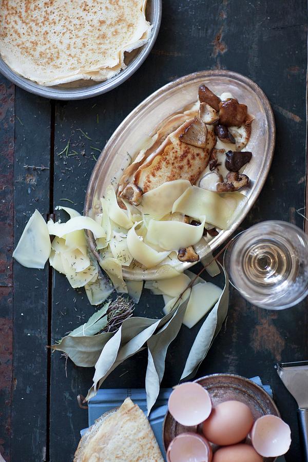 Souffl Crepes With Shiitake Mushrooms And Gruyere Photograph by Great Stock!