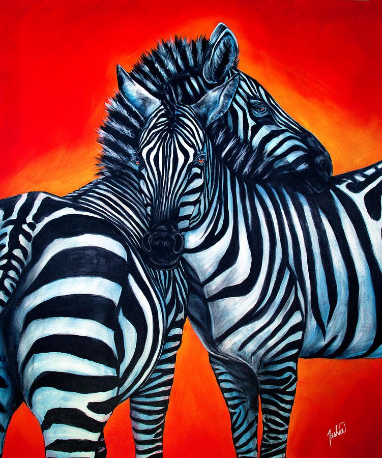 Zebra Painting - Soulmates by Teshia Art