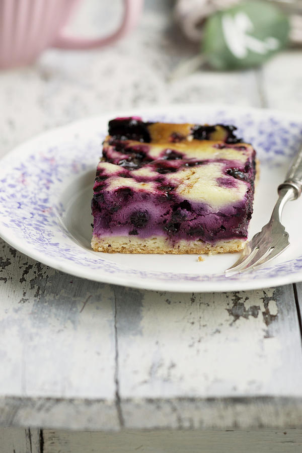 Sour Cream Cake With Blueberries Photograph by Martina Schindler