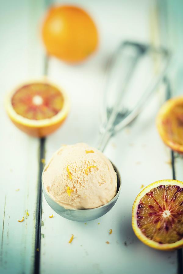 Sour Cream Ice Cream With Blood Orange Photograph by Jan Wischnewski