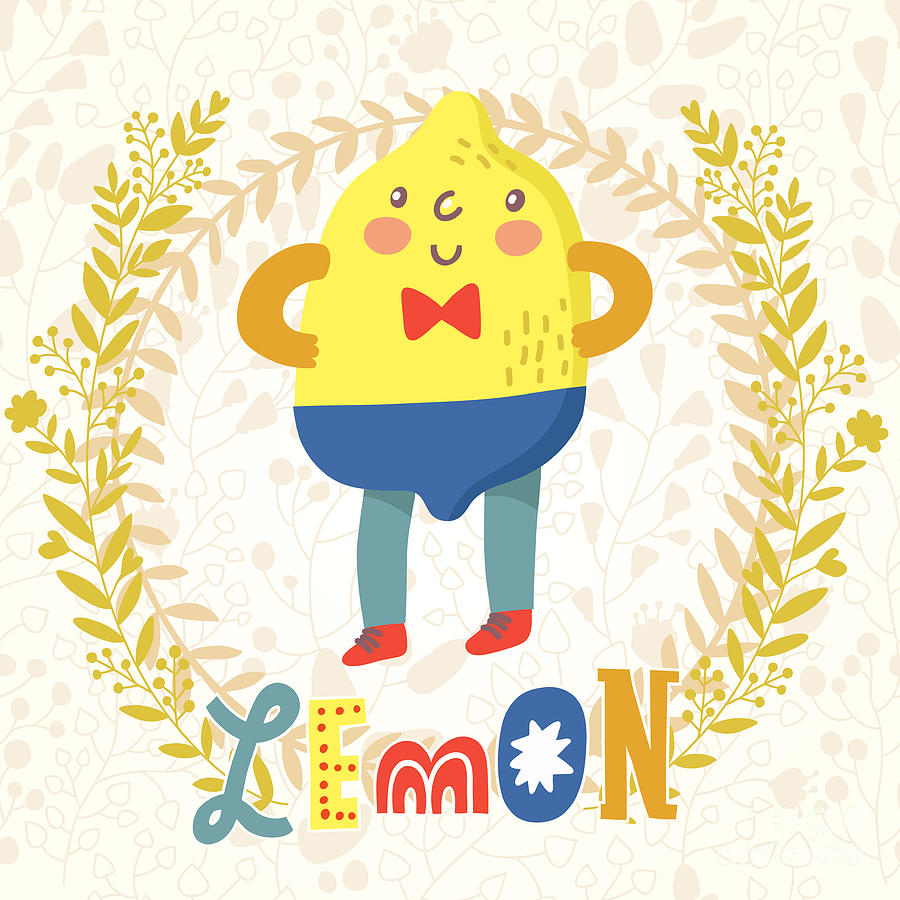 Salad Digital Art - Sour Lemon In Funny Cartoon Style by Smilewithjul Salad Digital Art - Sour Lemon In Funny Cartoon Style by Smilewithjul