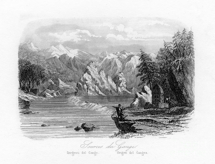 Source Of The Ganges, India, C1840 Drawing by Print Collector