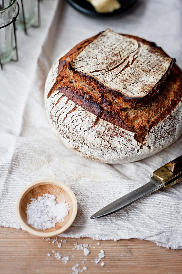 Sourdough Bread And Salt Photograph by Sarka Babicka