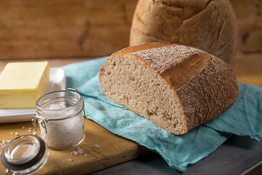 Sourdough Bread With Butter And Salt Photograph by Sebastian Schollmeyer