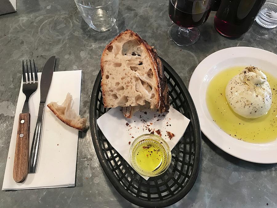 Sourdough Bread With Olive Oil On A Restaurant Counter italy Photograph by Hugh Johnson