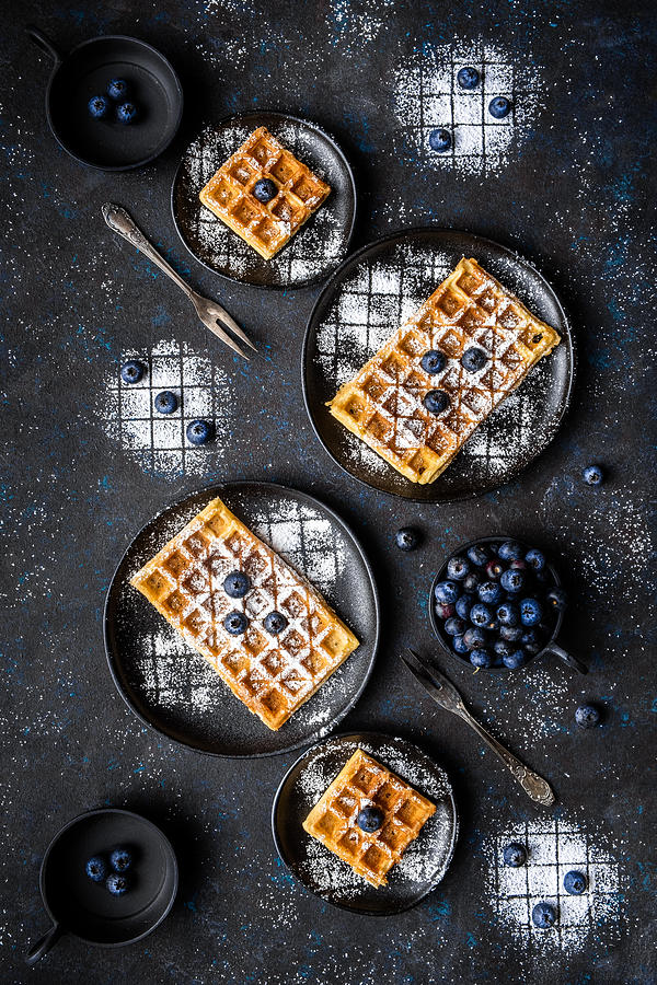 Blueberry Photograph - Sourdough Waffles by Denisa Vlaicu
