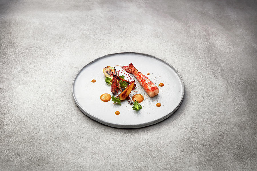 Sous Vide Prawns With Roasted Vegetables Photograph by Tre Torri