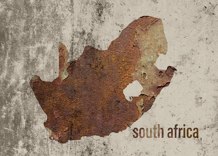 Map Mixed Media - South Africa Map Rusty Cement Country Shape Series by Design Turnpike