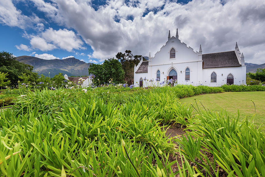 Image Digital Art - South Africa, Western Cape, Franschhoek, Dutch Reformed Church by Alberto Biscaro
