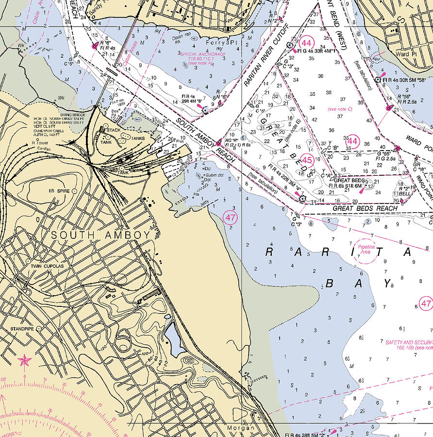 South Amboynew Jersey Nautical Chart Mixed Media by Bret Johnstad