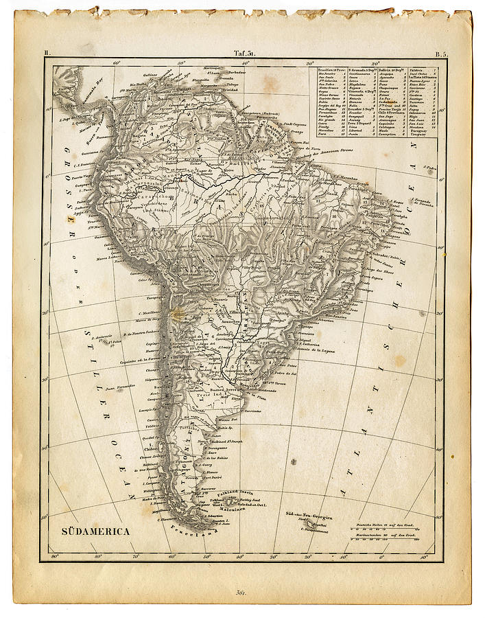 South America Map 1840 Photograph by Thepalmer