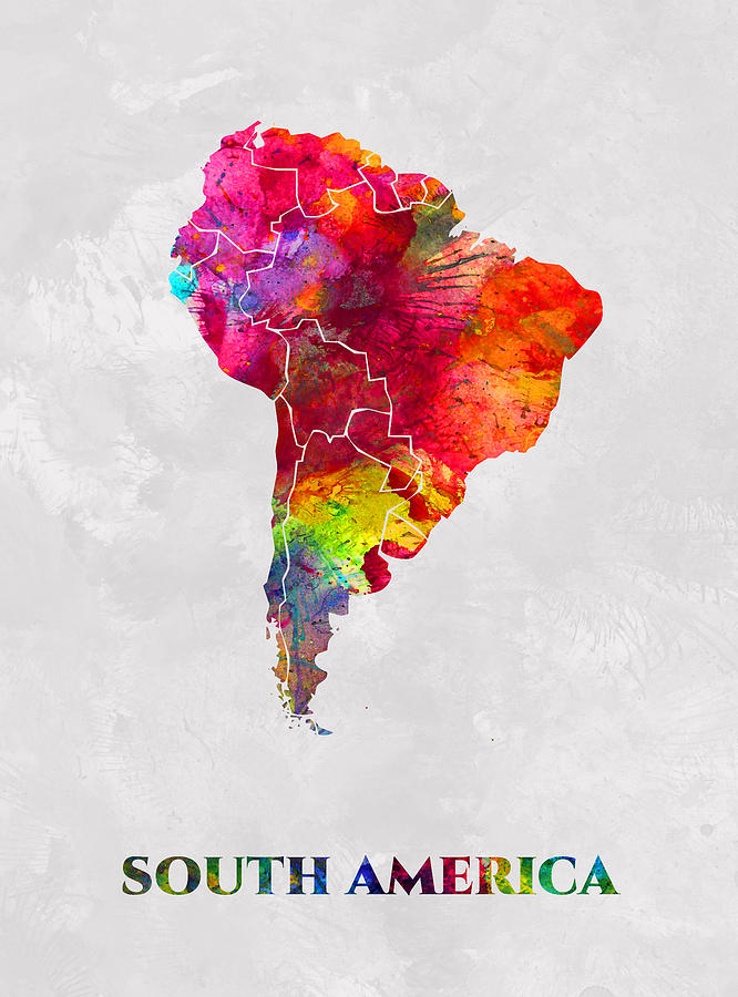 South America Map Artist Singh Mixed Media By Artguru Official Maps 0023