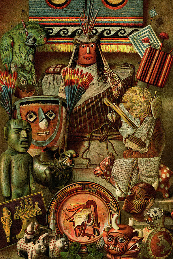 South American Indian Antiquities Painting by F.W.  Kuhnert